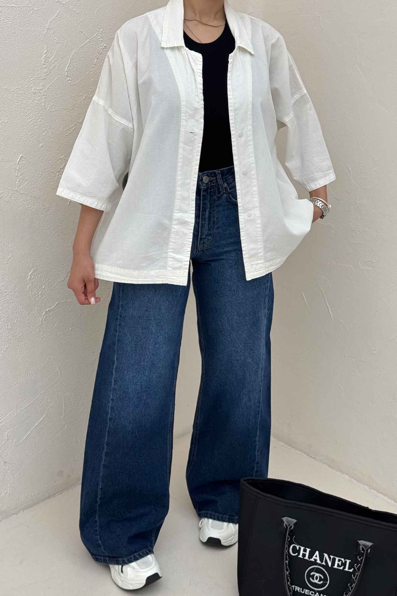 مانتو لینن آستین سه رب یقه شکاری TR