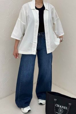 مانتو لینن آستین سه رب یقه شکاری TR