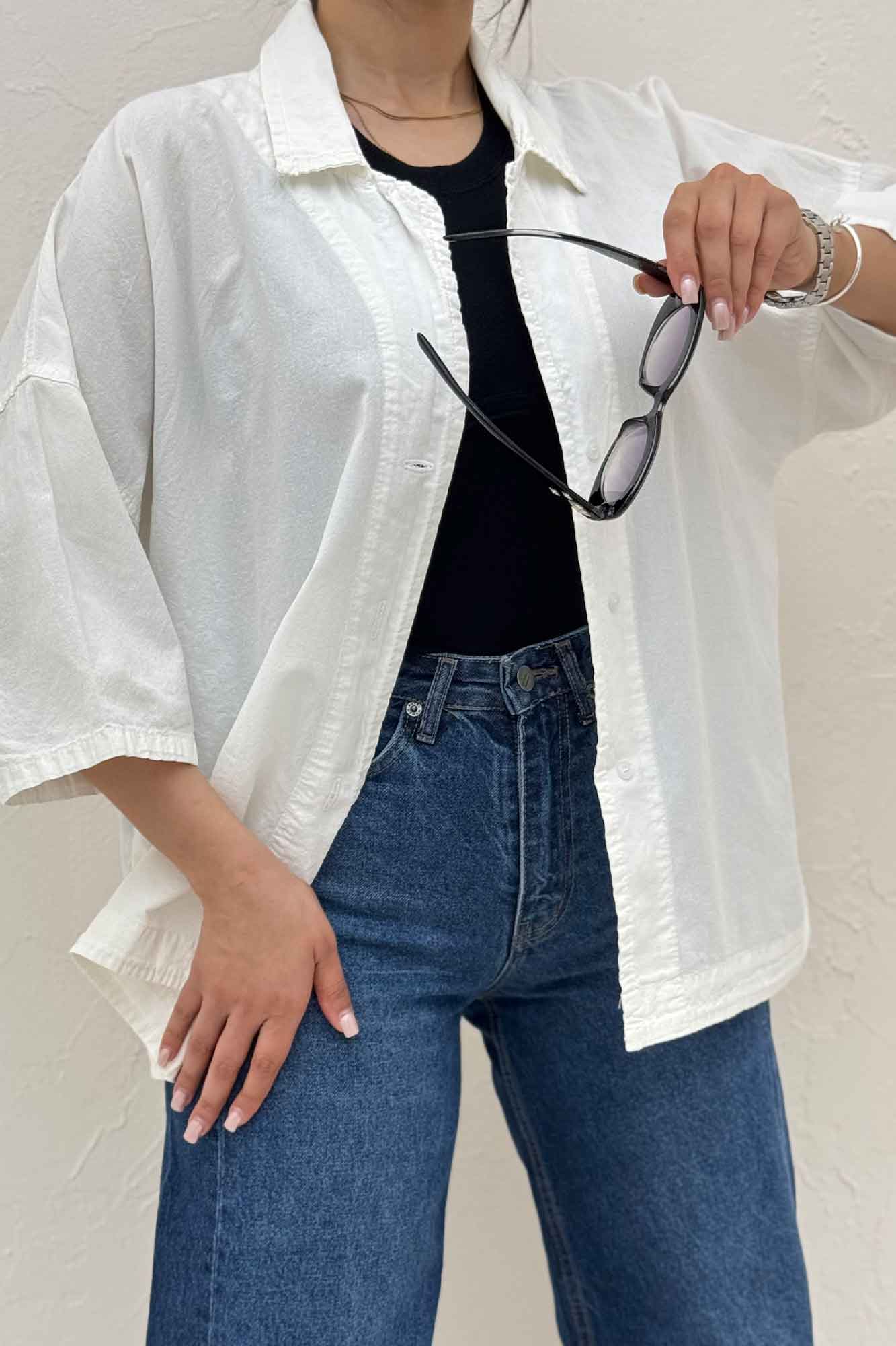 مانتو لینن آستین سه رب یقه شکاری TR