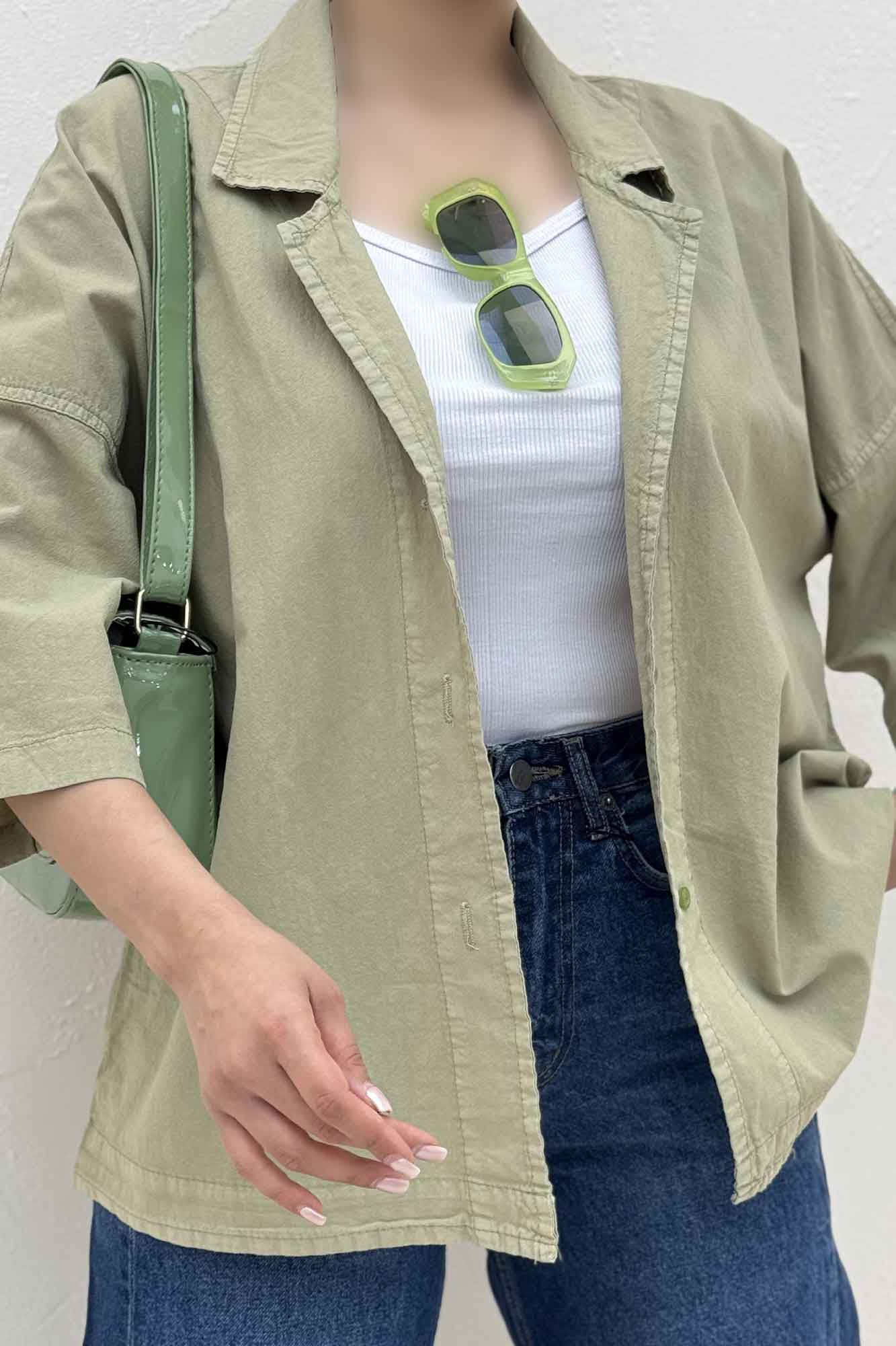 مانتو لینن آستین سه رب یقه شکاری TR