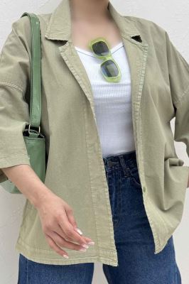 مانتو لینن آستین سه رب یقه شکاری TR