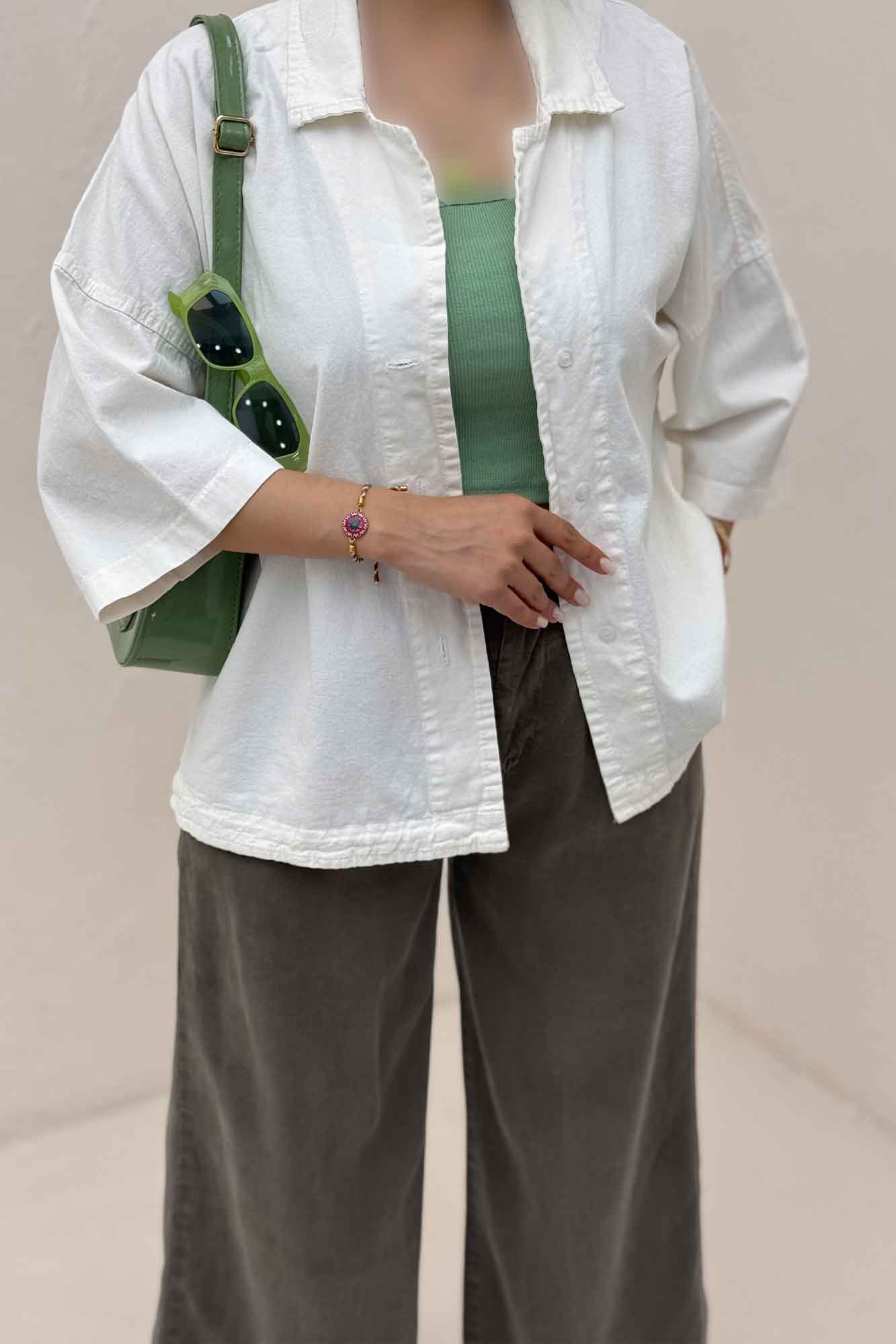 مانتو کتان آستین سه رب یقه شکاری TR