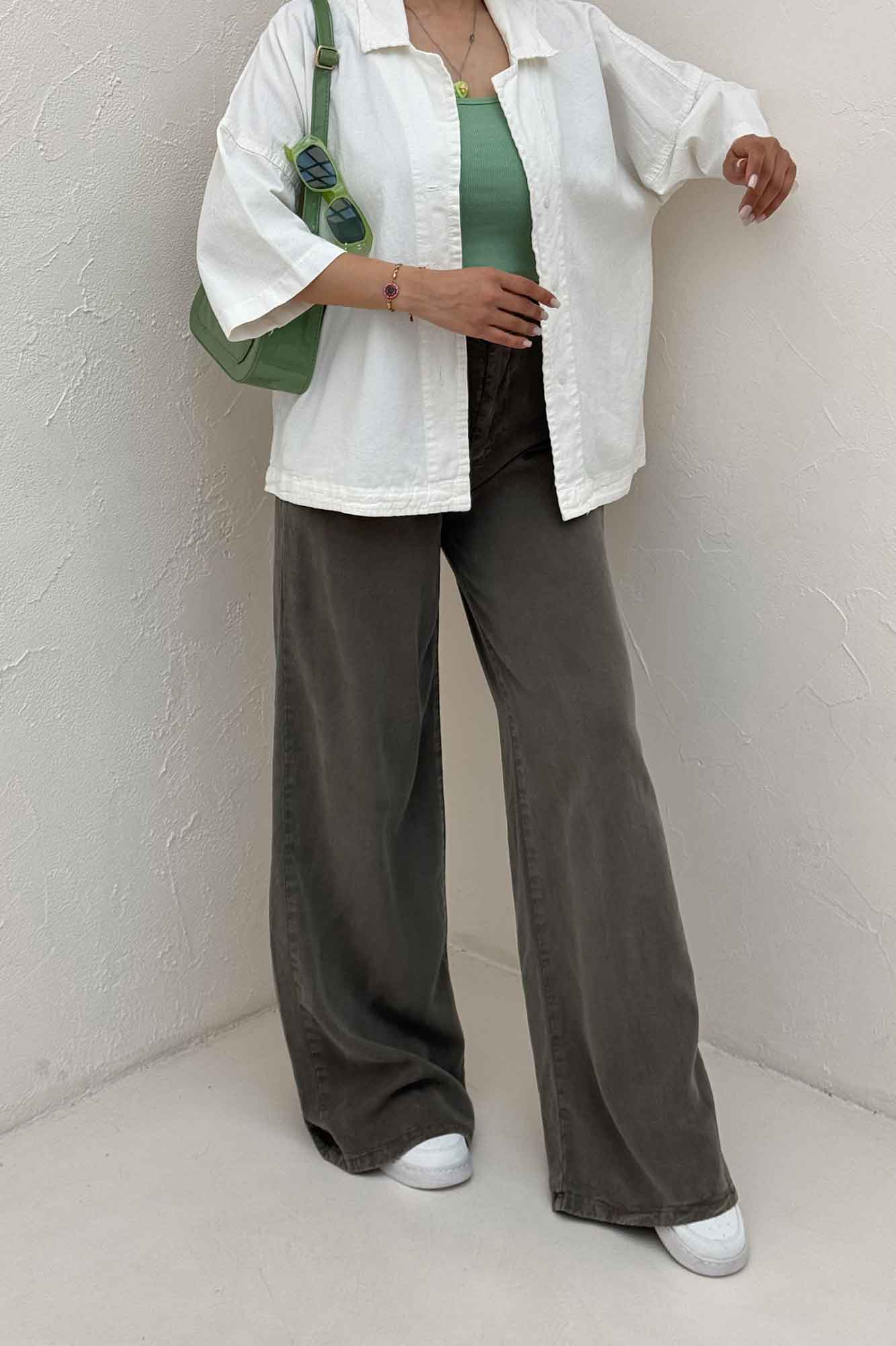 مانتو کتان آستین سه رب یقه شکاری TR