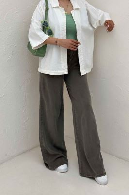 مانتو کتان آستین سه رب یقه شکاری TR