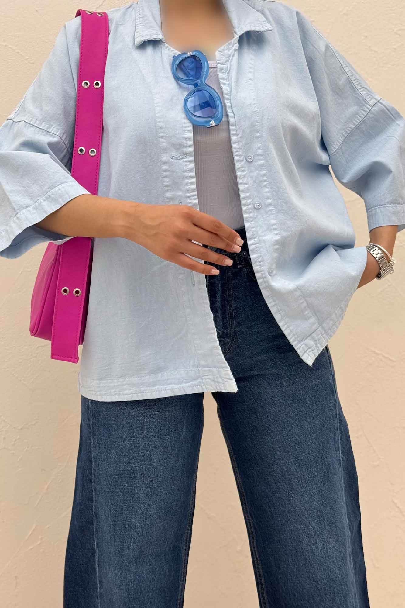 مانتو کتان آستین سه رب یقه شکاری TR