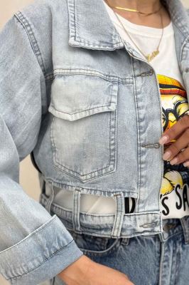 کراپ کت جین پایین کمر پلدار TR