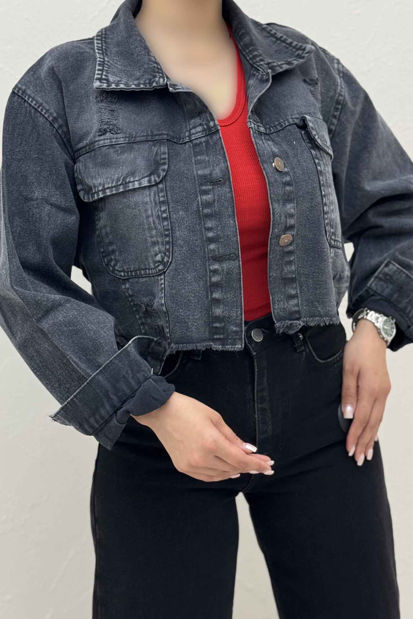 کراپ کت جین جیب گرد TR