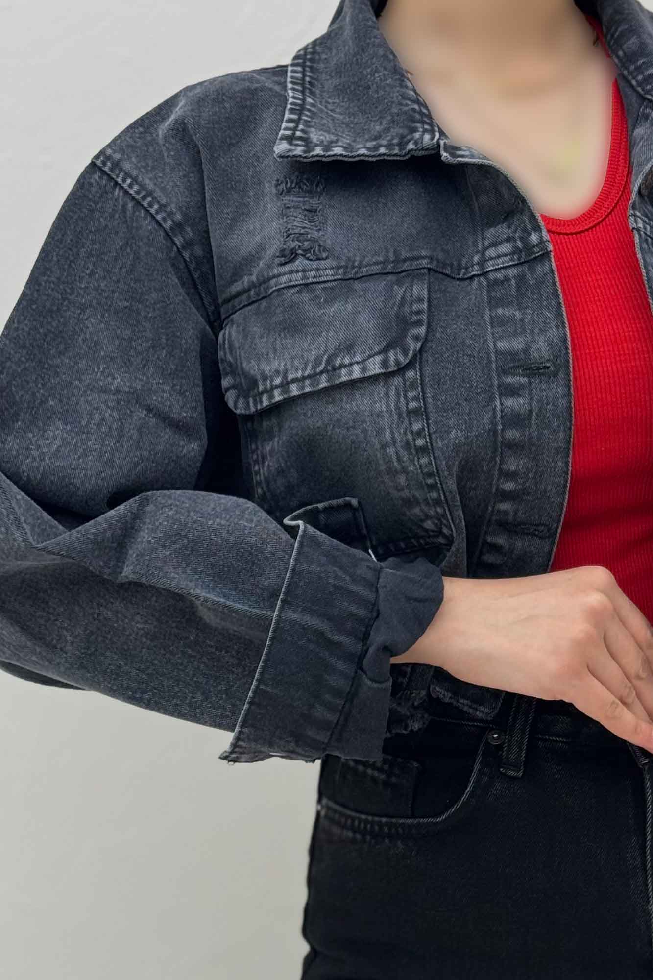 کراپ کت جین جیب گرد TR