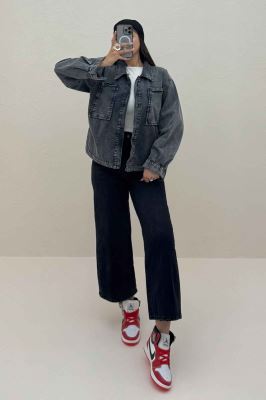 مانتو جین کاغذی پایین هلال TR