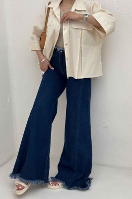 کت لینن آستین سه رب جلو پیله 