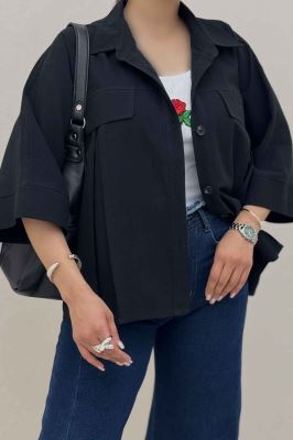 کت لینن آستین سه رب جلو پیله 