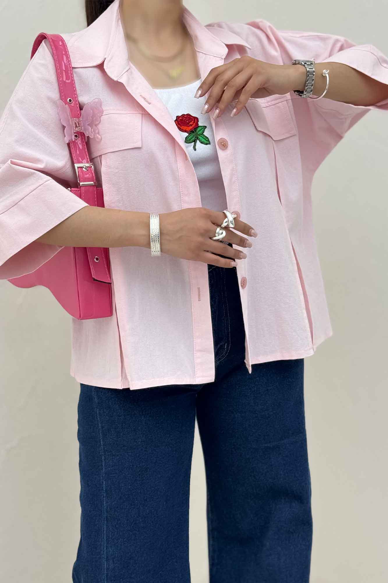 کت لینن آستین سه رب جلو پیله 