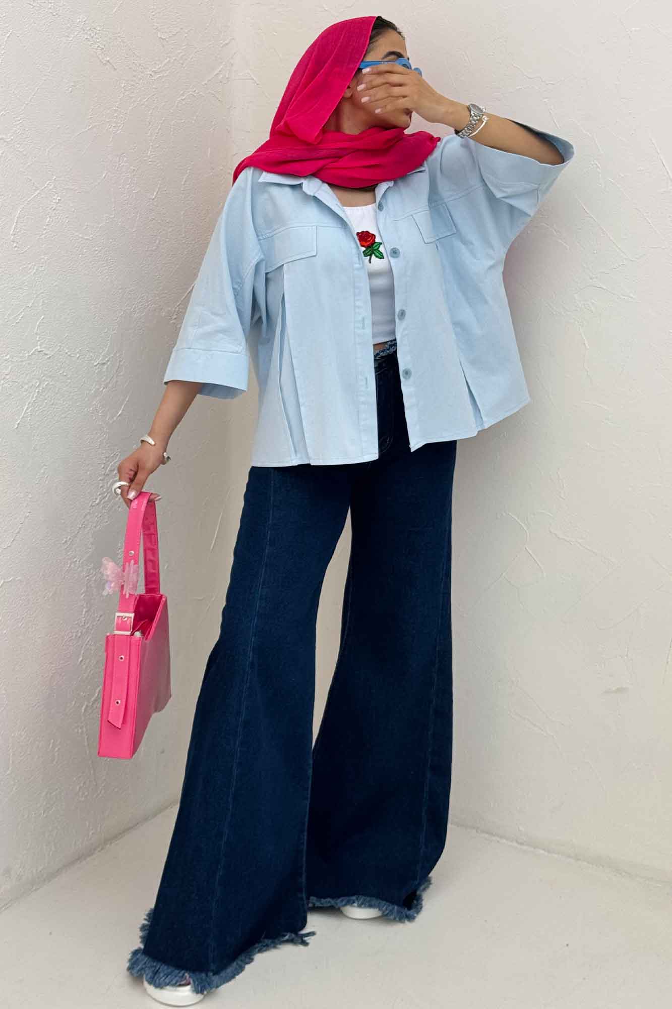 کت لینن آستین سه رب جلو پیله 