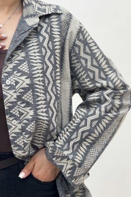 شومیز مانتویی طرحدار تک جیب