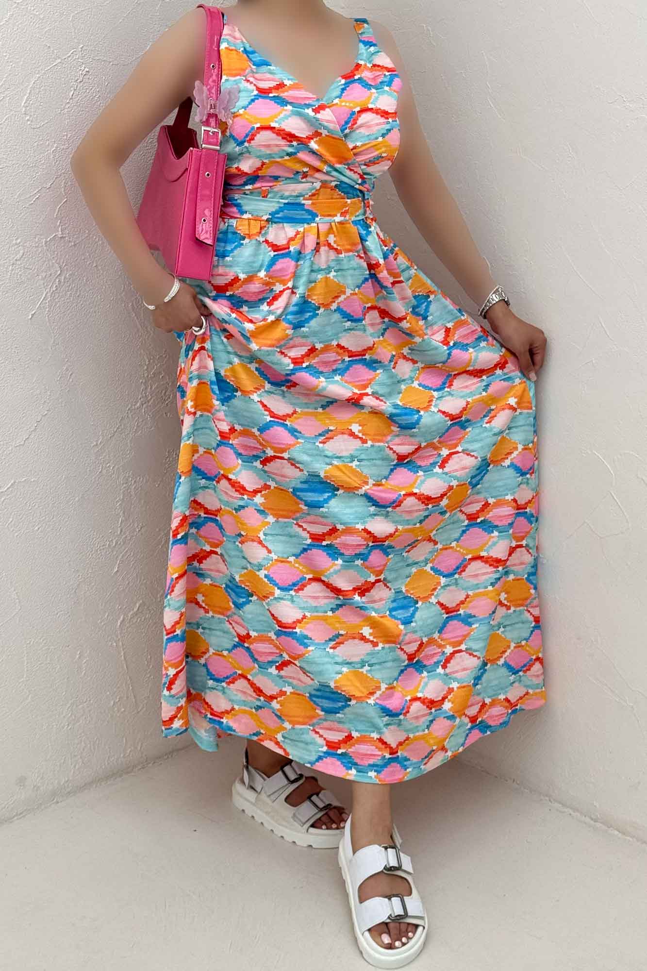 پیراهن ساحلی ساتن حریر طرح کاشانه