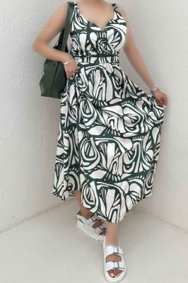 پیراهن ساحلی ساتن حریر طرح نقش برگ