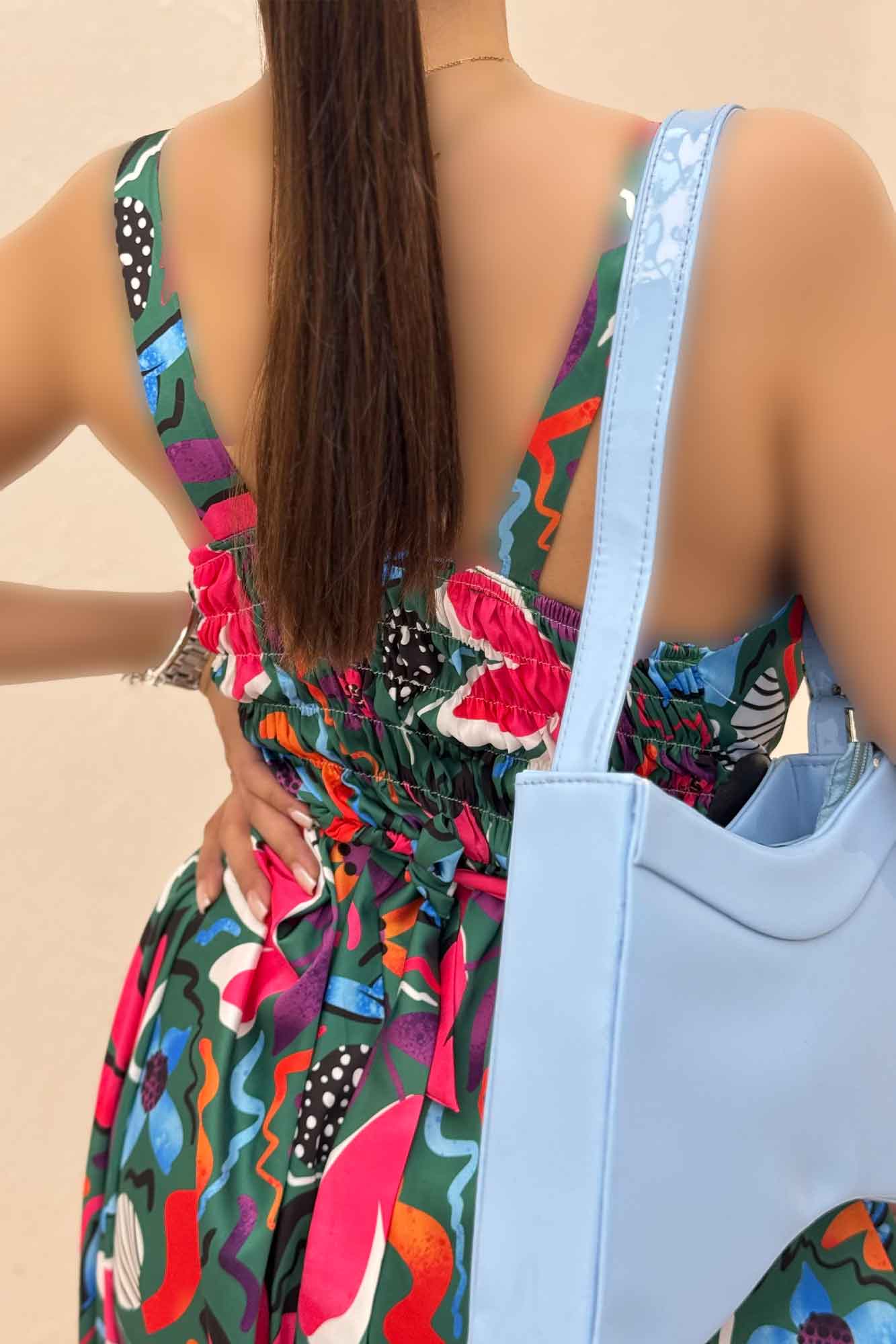 پیراهن ساحلی ساتن حریر طرح لاله