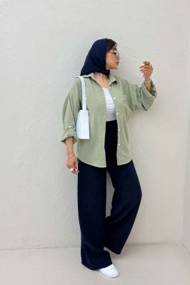 شومیز مانتویی لینن زارا پاگن دار