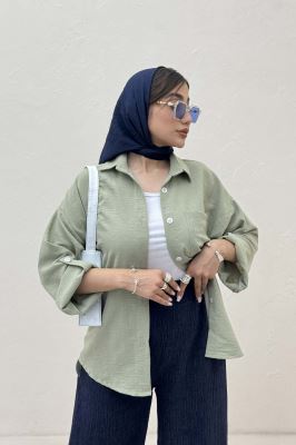 شومیز مانتویی لینن زارا پاگن دار