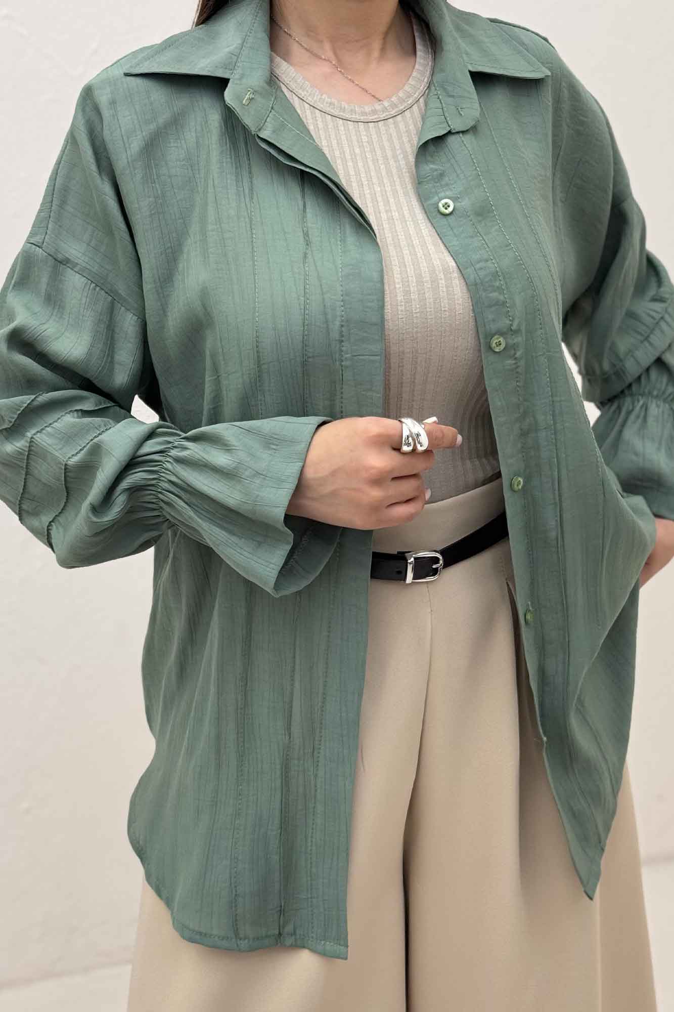 شومیز مانتویی زارا کریشه سر آستین کش