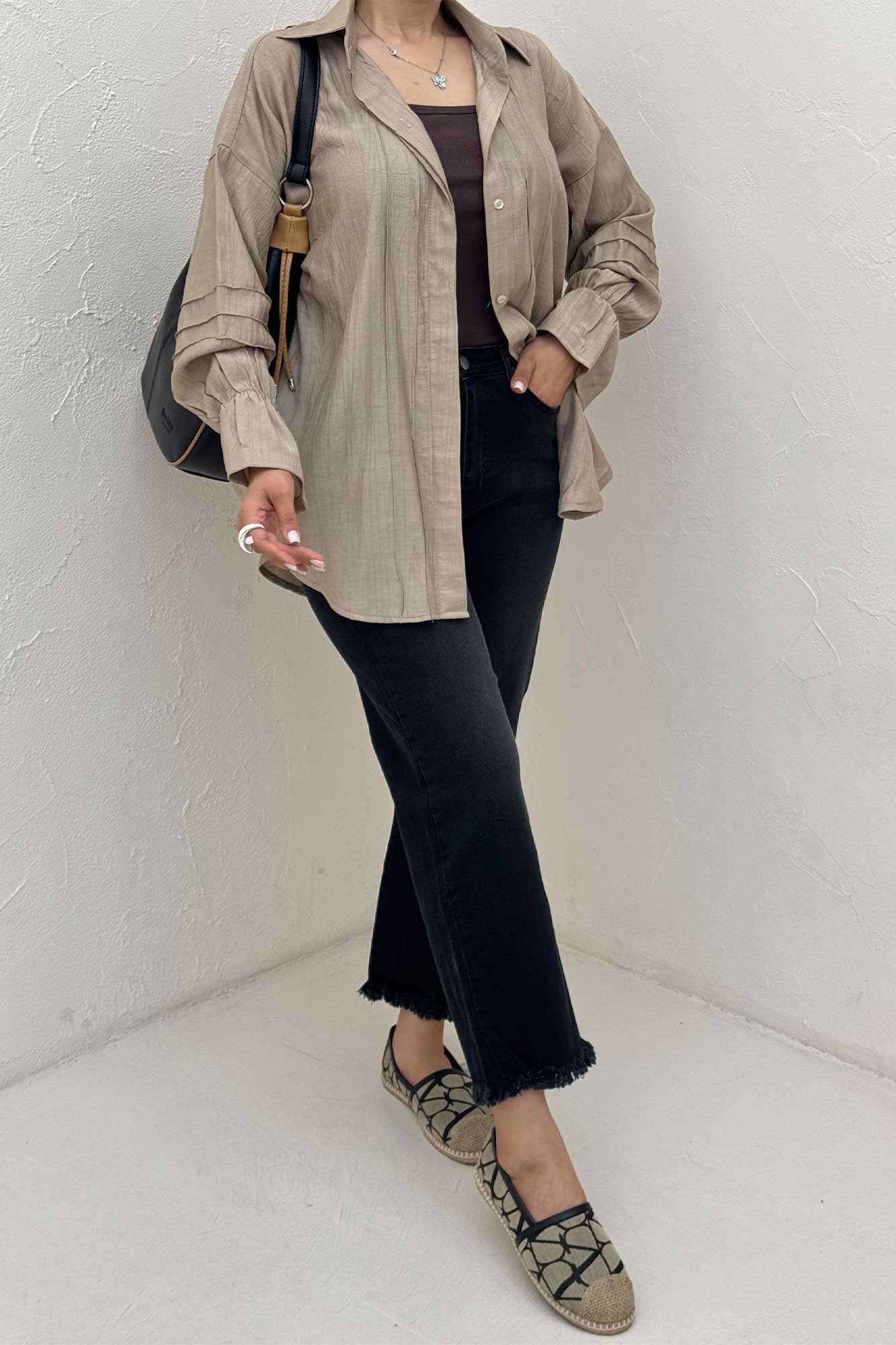 شومیز مانتویی زارا کریشه سر آستین کش