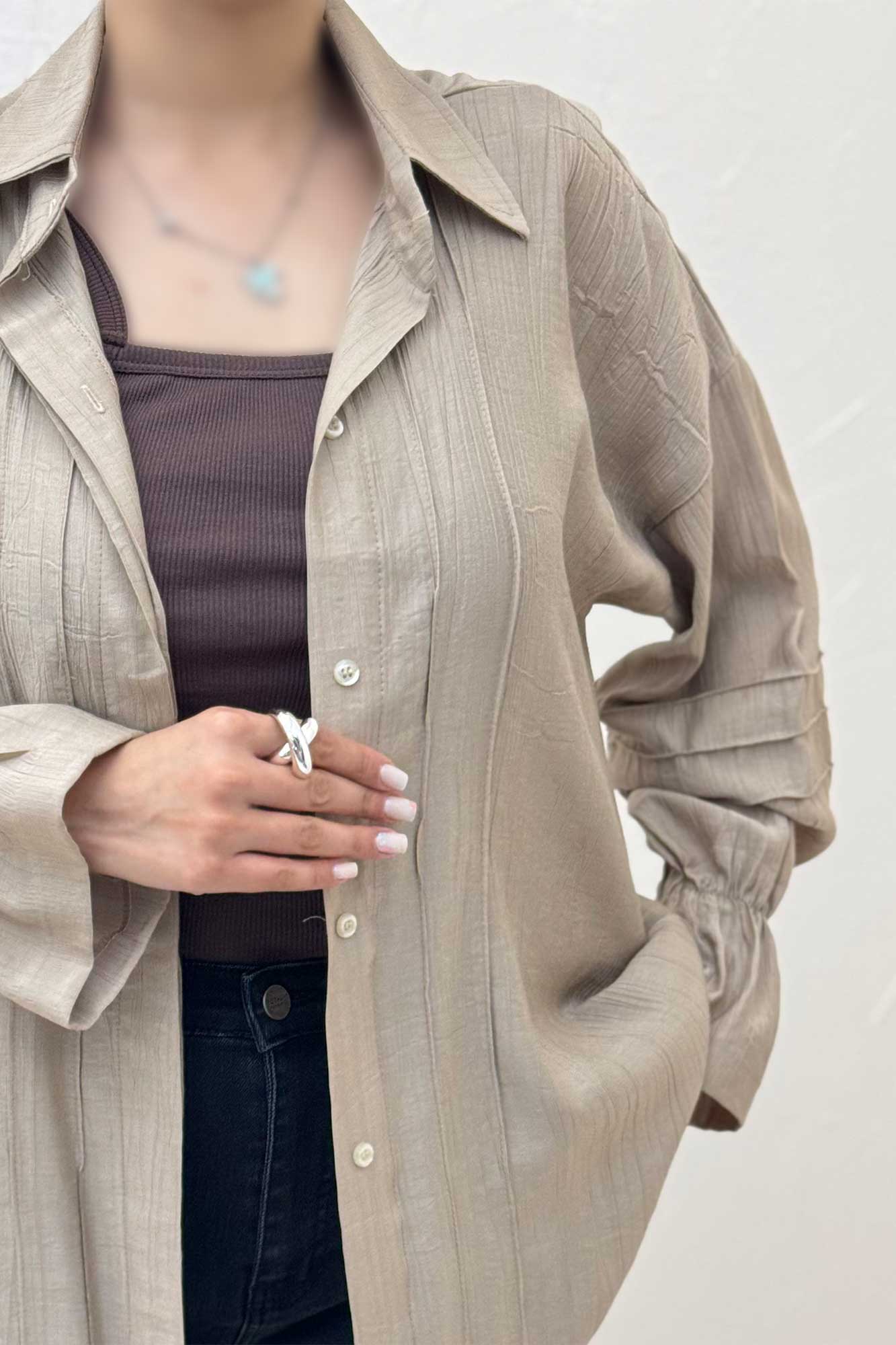 شومیز مانتویی زارا کریشه سر آستین کش