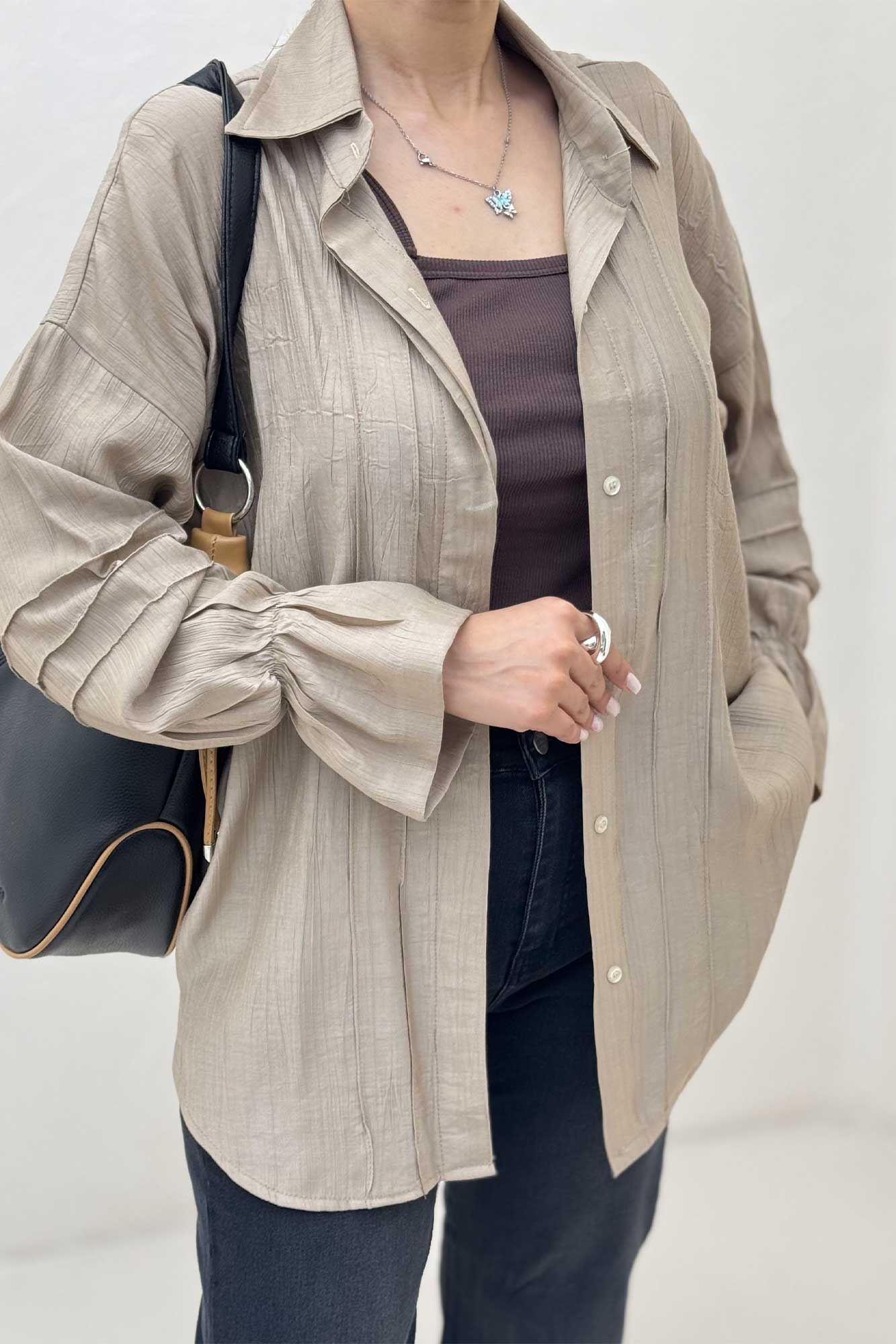 شومیز مانتویی زارا کریشه سر آستین کش