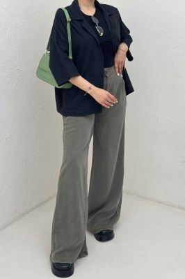 مانتو لینن آستین سه رب یقه شکاری TR