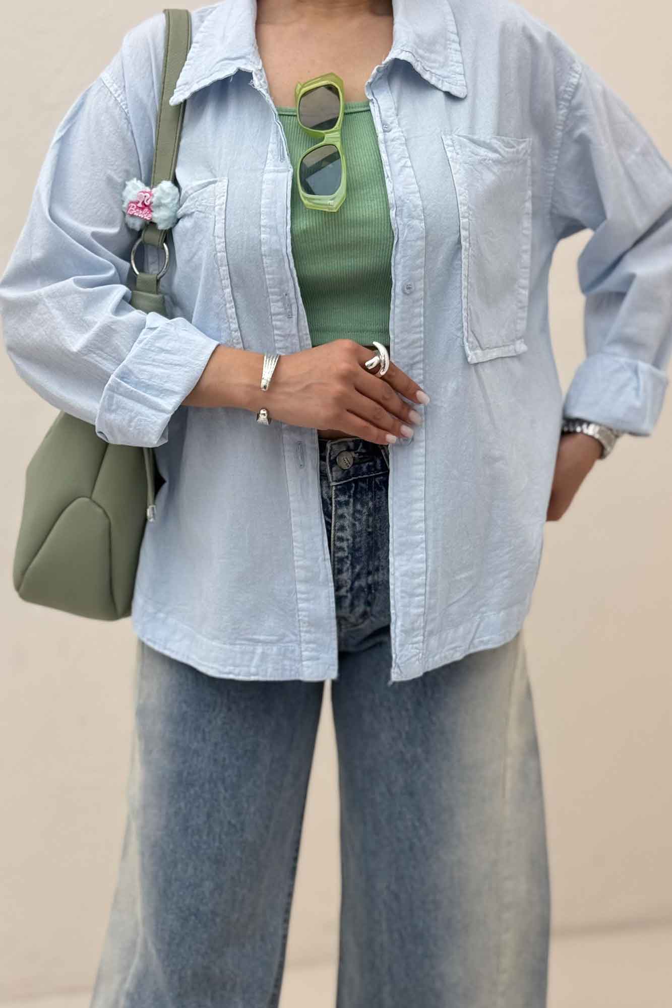 مانتو لینن پایین هلال دو جیب TR