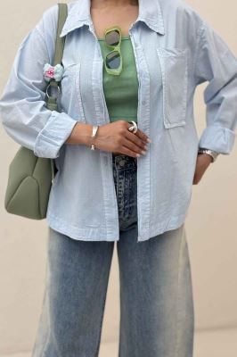 مانتو لینن پایین هلال دو جیب TR