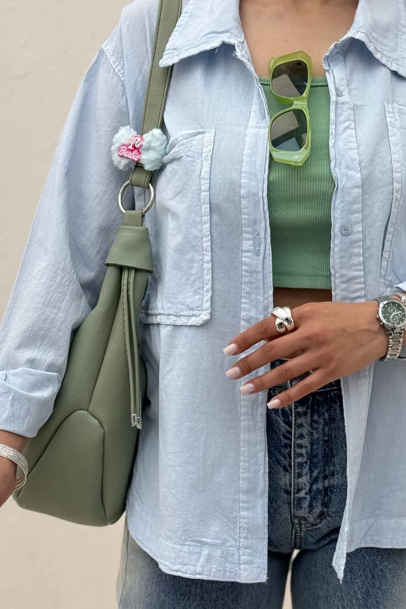 مانتو لینن پایین هلال دو جیب TR