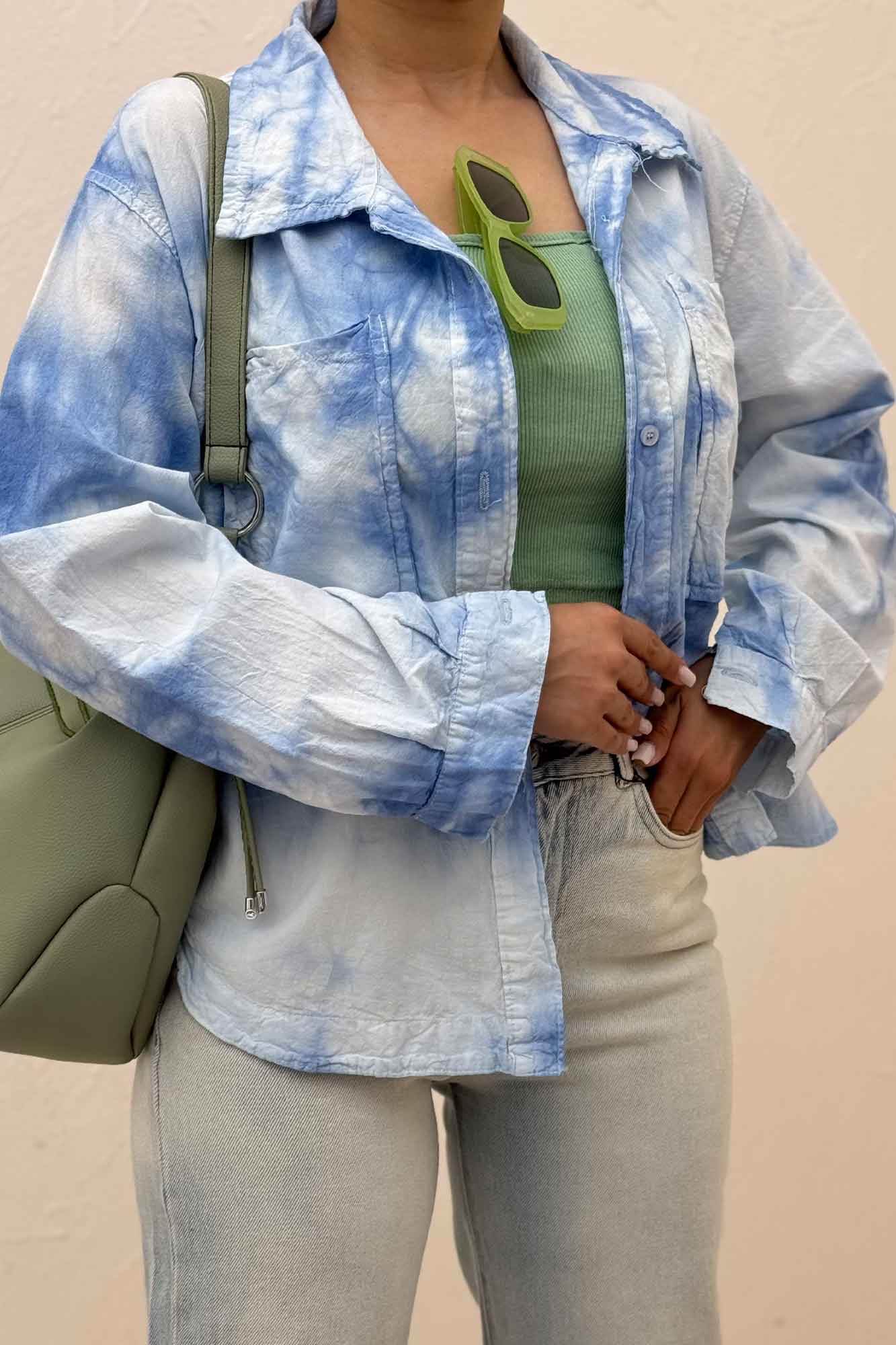 مانتو لینن پایین هلال دو جیب TR (آبرنگی)