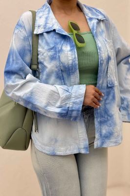 مانتو لینن پایین هلال دو جیب TR (آبرنگی)