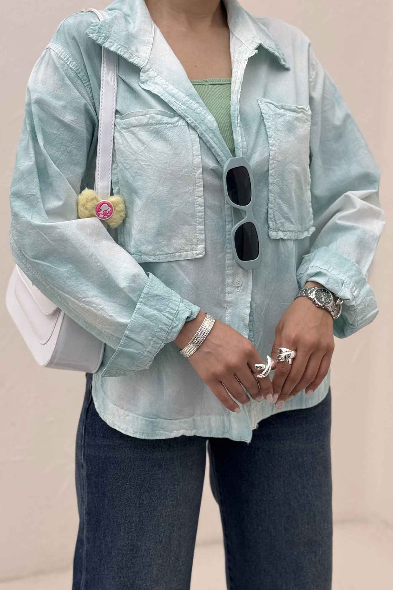 مانتو لینن پایین هلال دو جیب TR (آبرنگی)