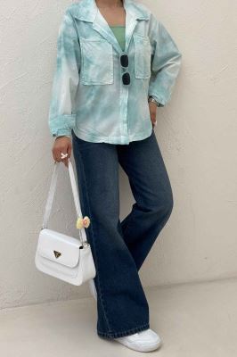 مانتو لینن پایین هلال دو جیب TR (آبرنگی)