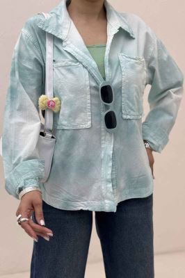 مانتو لینن پایین هلال دو جیب TR (آبرنگی)