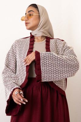 ست کت و دامن شانتون قلاب بافی دور پیله