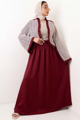 ست کت و دامن شانتون قلاب بافی دور پیله