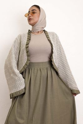 ست کت و دامن شانتون قلاب بافی دور پیله