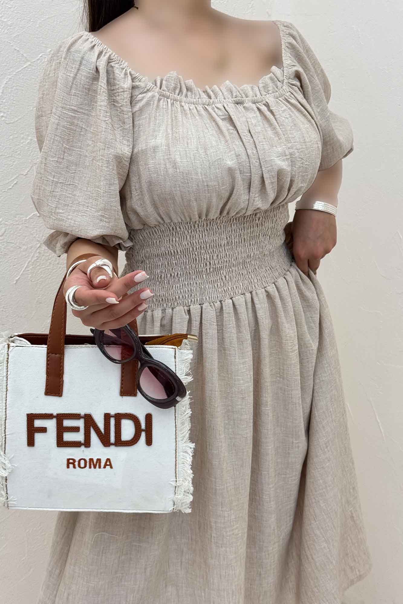 پیراهن شانتون زارا کمرکش یقه خشتی