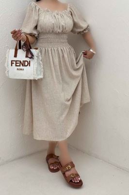 پیراهن شانتون زارا کمرکش یقه خشتی