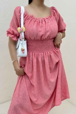 پیراهن شانتون زارا کمرکش یقه خشتی