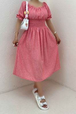 پیراهن شانتون زارا کمرکش یقه خشتی