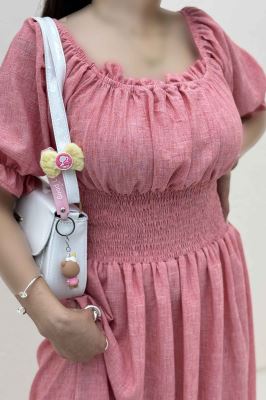 پیراهن شانتون زارا کمرکش یقه خشتی