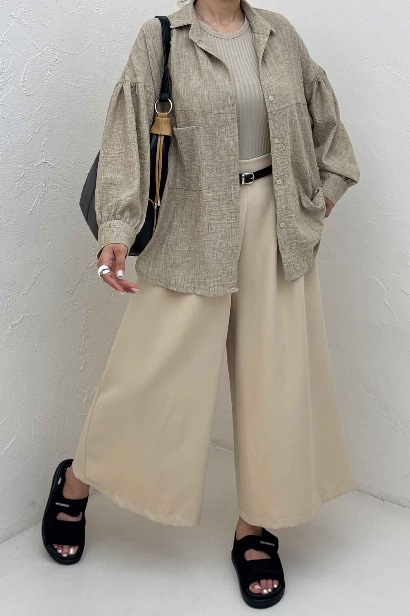 شومیز مانتویی شانتون زارا پشت چین تک جیب