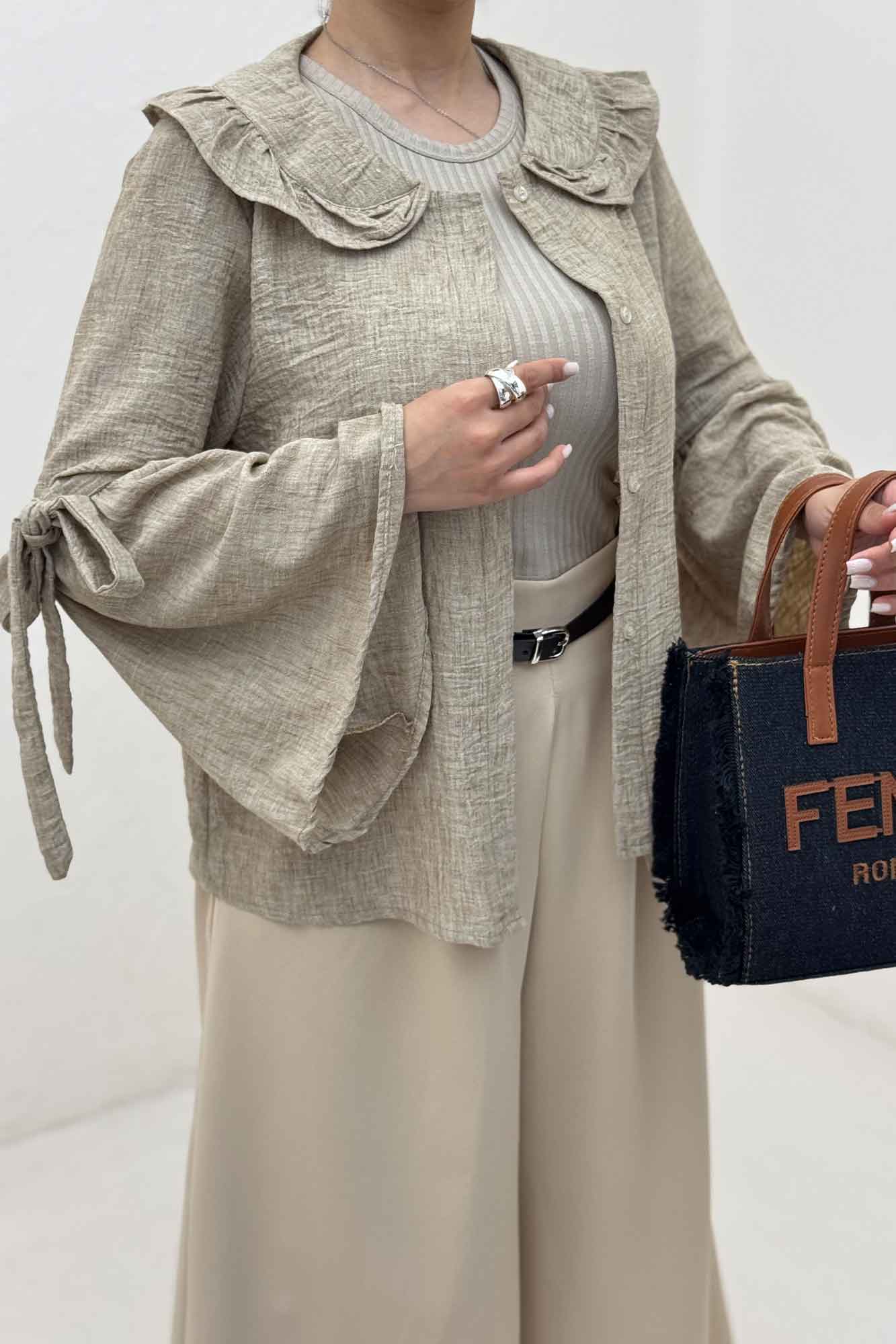 شومیز شانتون زارا آستین بنددار 