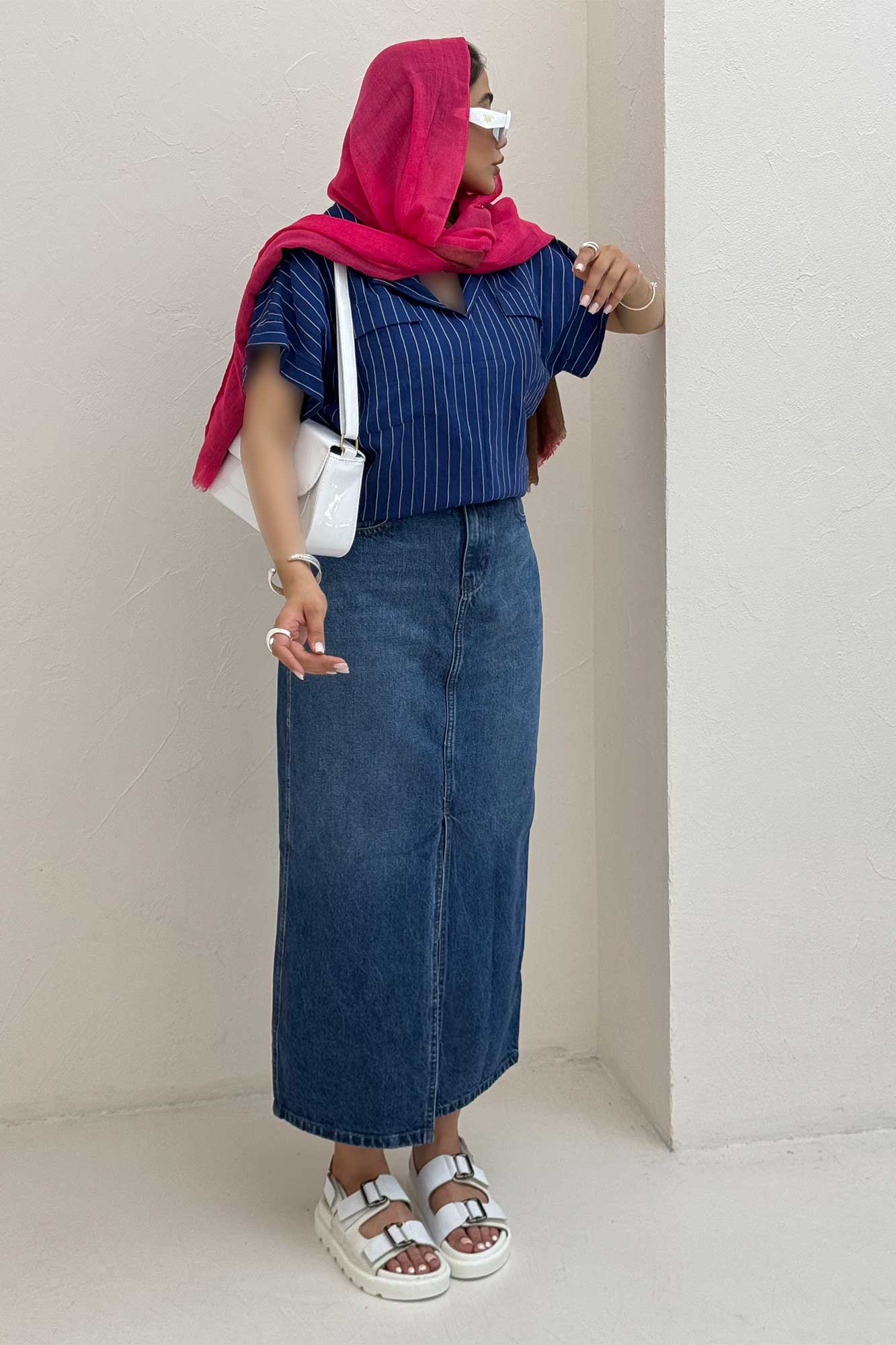 بلوز parry راه راه آستین کوتاه یقه هفت