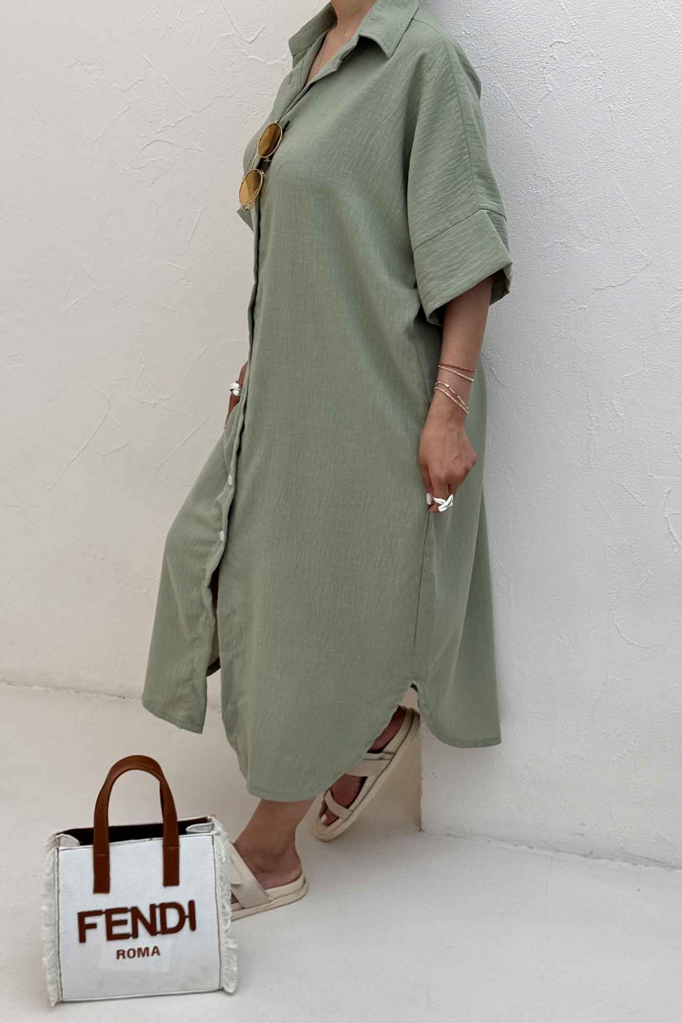 مانتو بلند لینن زارا جلو دکمه 