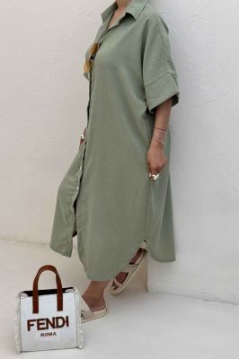 مانتو بلند لینن زارا جلو دکمه 