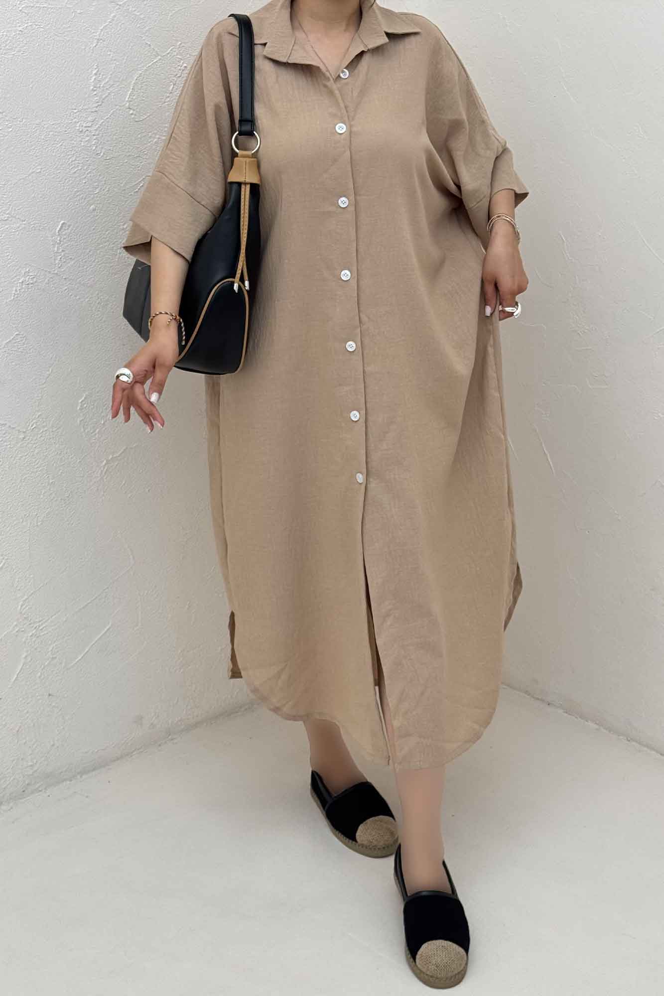 مانتو بلند لینن زارا جلو دکمه 